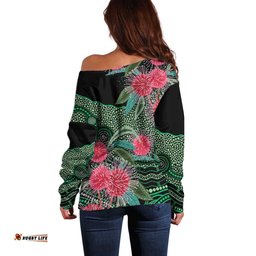 Australia Hakea Off Shoulder Sweater Aussie Native Flowers Indigenous Art LT14