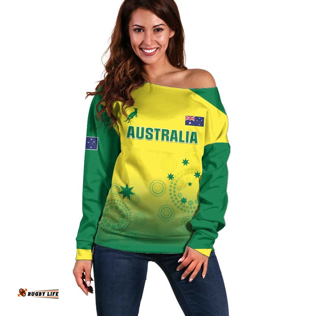 Custom Australia Cricket Off Shoulder Sweater Go Champions Aussies LT05