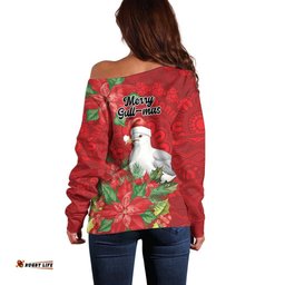 Australian Silver Gull Off Shoulder Sweater Aboriginal Inspired Christmas LT9