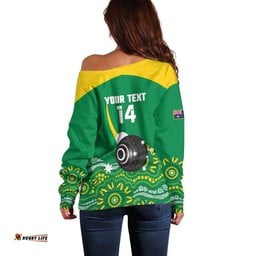 Custom Bowls Australia Off Shoulder Sweater Aussie Kangaroo Aboriginal Art LT14