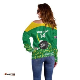 Custom Bowls Australia Off Shoulder Sweater Aussie Kangaroo Aboriginal Art LT14