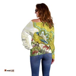 Australia Rock Parrot Off Shoulder Sweater Kangaroo Paws Indigenous Art LT14