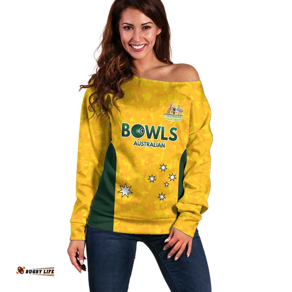 Australian Lawn Bowls Custom Off Shoulder Sweater Aussie Minimalist Style LT9