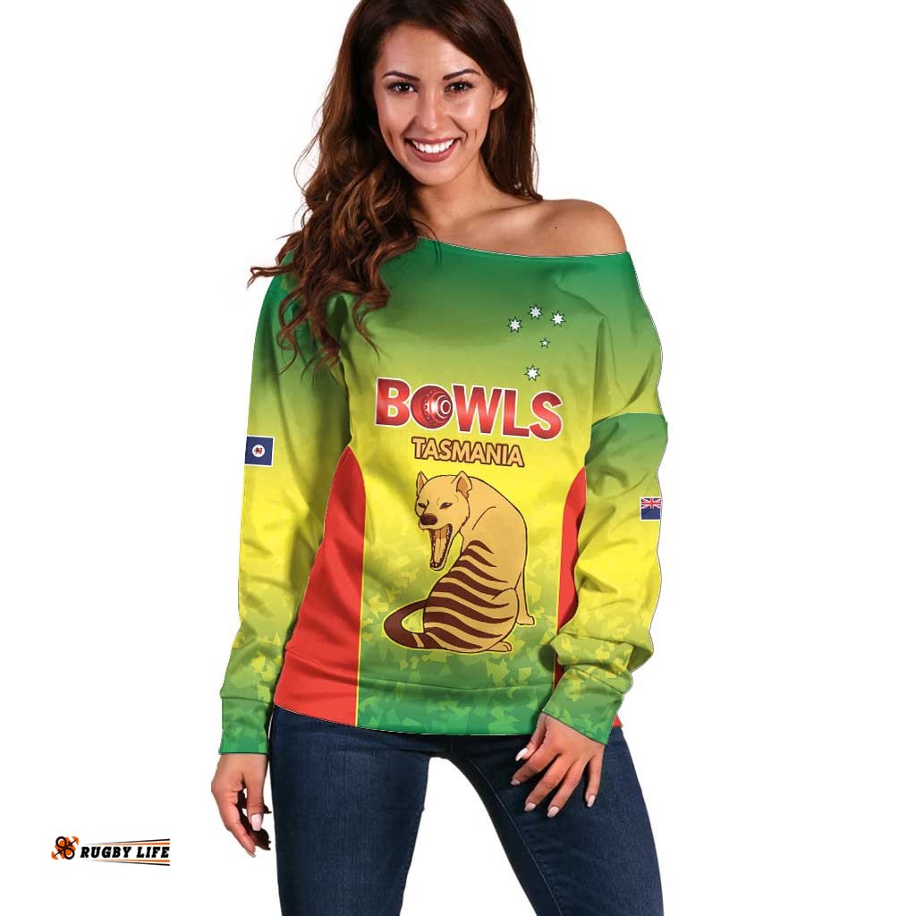 Australian Tasmania Lawn Bowls Custom Off Shoulder Sweater Aussie Minimalist Style LT9