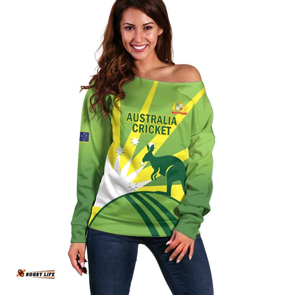 Custom Australia Cricket Off Shoulder Sweater Go Champions Aussies LT14