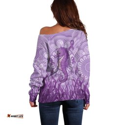 Australia Epilepsy Awareness Off Shoulder Sweater Seahorse Think Purple Ribbon Aboriginal LT14