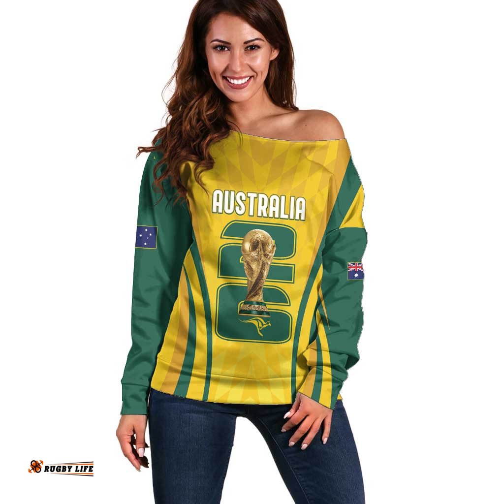 Australia Socceroos Custom Off Shoulder Sweater 2026 Forever Golden LT7