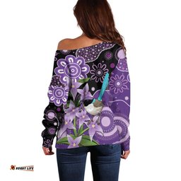 Australia Epilepsy Awareness Off Shoulder Sweater Purple-crowned Fairywren Boronia Aboriginal LT14