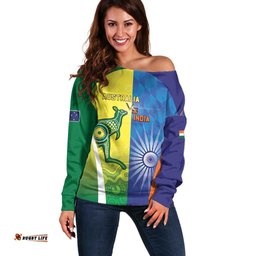 Custom Australia And India Cricket Off Shoulder Sweater Ashoka Chakra With Aboriginal LT05