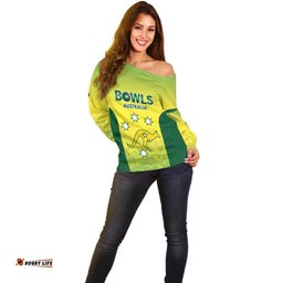 Australian Kangaroo Lawn Bowls Custom Off Shoulder Sweater Aussie Minimalist Style LT9
