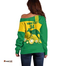 Custom Australia Petanque Off Shoulder Sweater Aussie Kangaroo Bouleroos National Color LT14