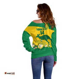Custom Australia Petanque Off Shoulder Sweater Aussie Kangaroo Bouleroos National Color LT14