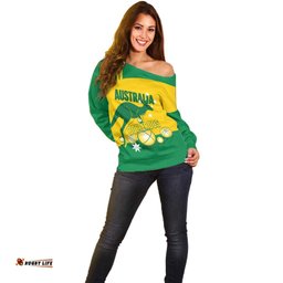 Custom Australia Petanque Off Shoulder Sweater Aussie Kangaroo Bouleroos National Color LT14