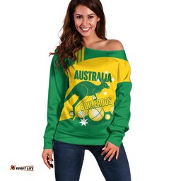 Custom Australia Petanque Off Shoulder Sweater Aussie Kangaroo Bouleroos National Color LT14