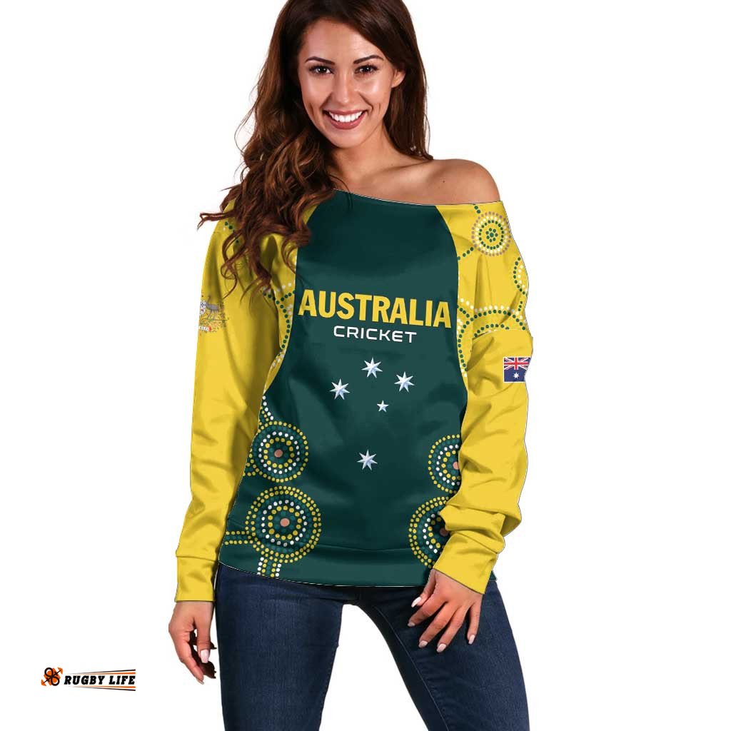Custom Australia Cricket Off Shoulder Sweater Aussies Champions LT01