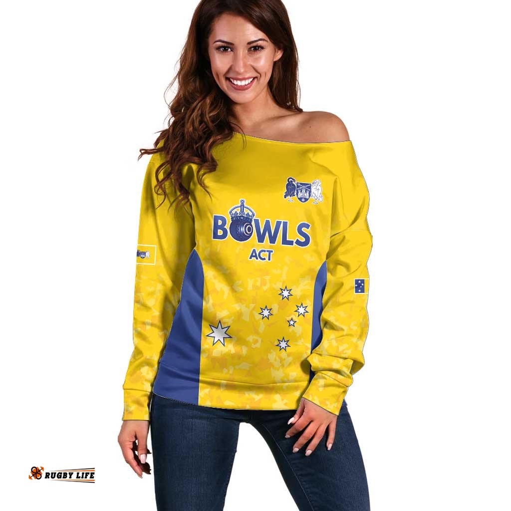 Australian ACT Lawn Bowls Custom Off Shoulder Sweater Aussie Minimalist Style LT9