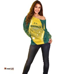 Australia Cricket Custom Indigenous Off Shoulder Sweater Aboriginal Arts GO Aussie LT7