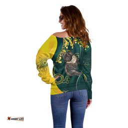 Australia Day Off Shoulder Sweater Koala Aboriginal Art LT7