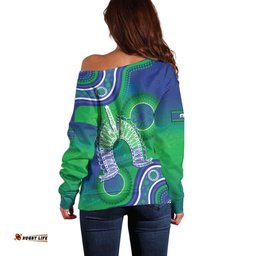 Australia Torres Strait Islanders Off Shoulder Sweater Dhari Aboriginal Pattern LT14