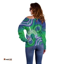 Australia Torres Strait Islanders Off Shoulder Sweater Dhari Aboriginal Pattern LT14
