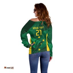 Australia Kangaroo Custom Off Shoulder Sweater Aussie National Color Sporty Pattern LT9
