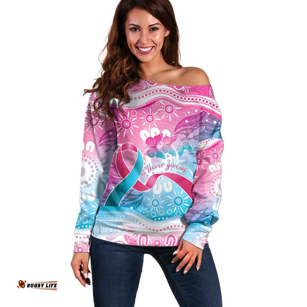 Australia Hereditary Cancer Awareness Off Shoulder Sweater Never Give Up LT05
