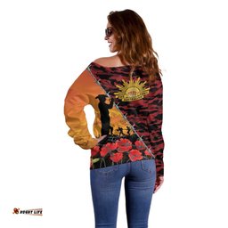 ANZAC Lest We Forget Off Shoulder Sweater Australian Army Poppy Tribute LT15