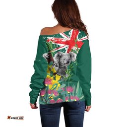Australia Day Koala Off Shoulder Sweater Aussie Aussie Aussie Oi Oi Oi National Color LT9