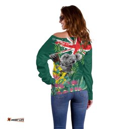 Australia Day Koala Off Shoulder Sweater Aussie Aussie Aussie Oi Oi Oi National Color LT9