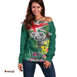 Australia Day Koala Off Shoulder Sweater Aussie Aussie Aussie Oi Oi Oi National Color LT9