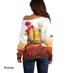 Australia Cockatoo ANZAC Day Off Shoulder Sweater Lest We Forget LT05