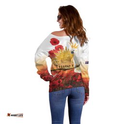 Australia Cockatoo ANZAC Day Off Shoulder Sweater Lest We Forget LT05