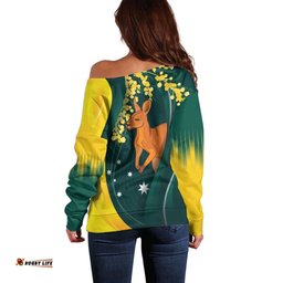 Australia Day Off Shoulder Sweater Kangaroo National Color LT7