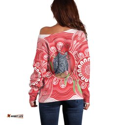 Australia Gang-gang Cockatoo Christmas Off Shoulder Sweater Eucalyptus Blossoms Aboriginal Merry Xmas LT14