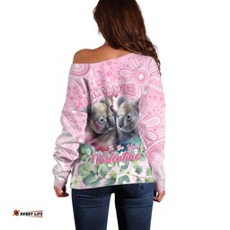 Australia Koala Valentine's Day Off Shoulder Sweater Koalified To Be Your Valentine LT14