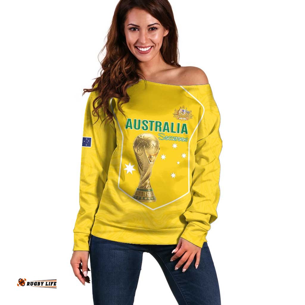 Custom Australia Soccer Off Shoulder Sweater Aussie Aussie Oi Oi Oi LT15