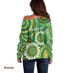 Bowls Australia Custom Off Shoulder Sweater Aboriginal Art National Color LT14