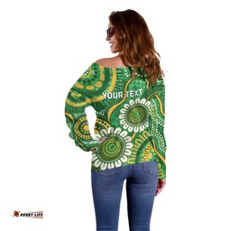 Bowls Australia Custom Off Shoulder Sweater Aboriginal Art National Color LT14