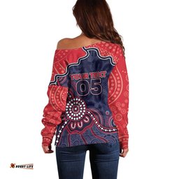 Custom Demons Football Off Shoulder Sweater Aboriginal Dot Art Pattern DT05