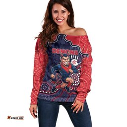 Custom Demons Football Off Shoulder Sweater Aboriginal Dot Art Pattern DT05