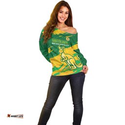 Custom Australia Soccer Off Shoulder Sweater 2025 Go Matildas Marble Grunge Style LT14