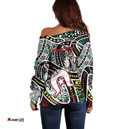 NAIDOC 50 Years of Deadly Personalised Off Shoulder Sweater Aboriginal Dot Art LT9