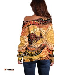 Indigenous Kangaroo Australia Off Shoulder Sweater Australian Aboriginal Art Proud LT14