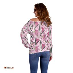 Australia Kangaroo Paws Off Shoulder Sweater Aussie Native Flowers Indigenous Art LT14