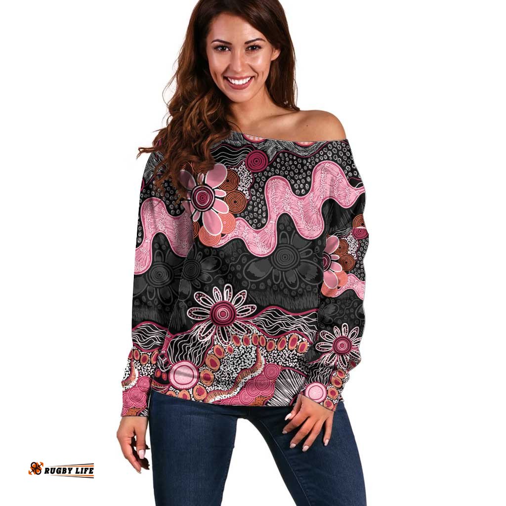 Australia NAIDOC Week 2026 Off Shoulder Sweater Aboriginal Contemporary Art LT7