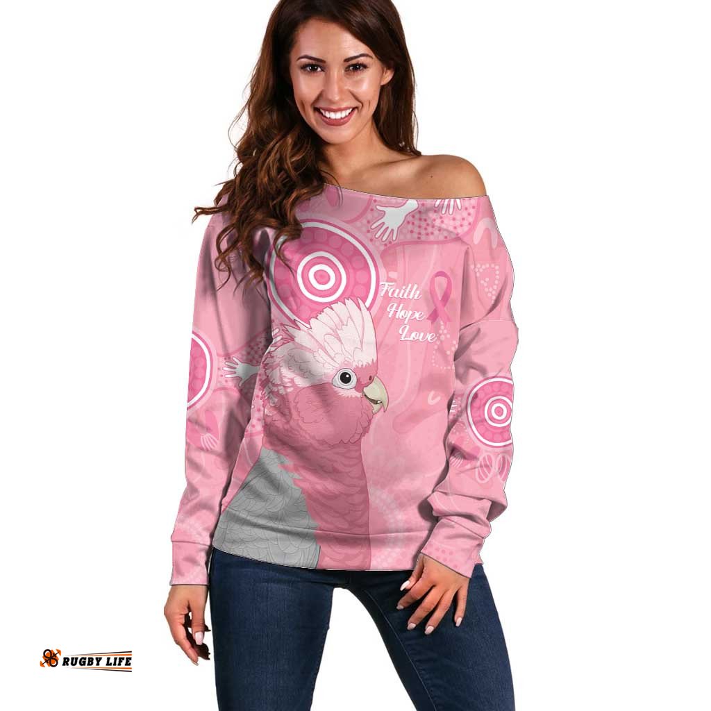 Australia Breast Cancer Awareness Off Shoulder Sweater Galah Faith Hope Love Pink Month LT14