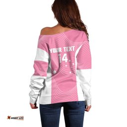 Custom Bowls Australia Breast Cancer Off Shoulder Sweater Pink Ribbon Aussie Map With Kangaroo Emu LT14