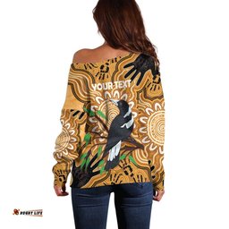Personalised Australia Magpie NAIDOC Week 2026 Off Shoulder Sweater 50 Years of Deadly Aboriginal Art LT14