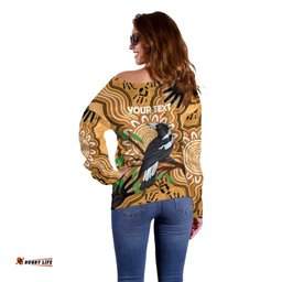 Personalised Australia Magpie NAIDOC Week 2026 Off Shoulder Sweater 50 Years of Deadly Aboriginal Art LT14