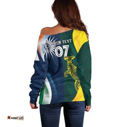Custom India and Australia Cricket Off Shoulder Sweater Special Half-Half Mix LT7